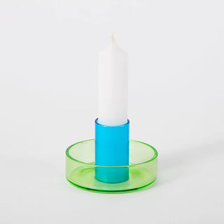 Block Design - Duo Tone Glass Candle Holder