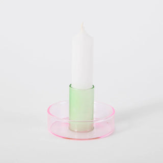 Block Design - Duo Tone Glass Candle Holder