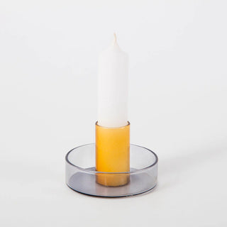Block Design - Duo Tone Glass Candle Holder