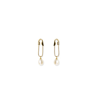 Beatriz Palacios - Pearl Safety Pin Earrings