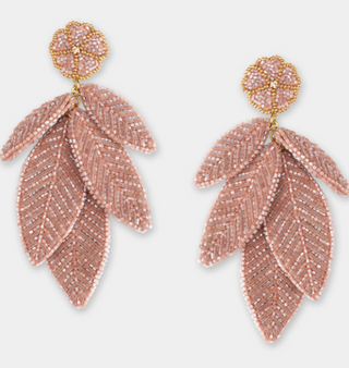 Olivia Dar - Leaf Earrings (beige)