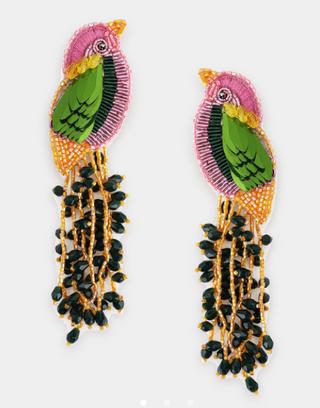 Olivia Dar - Kingfisher Earrings (green/pink)