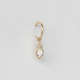 Celine Daoust - Moonstone Pear and Diamonds Hoop Earrings Pair